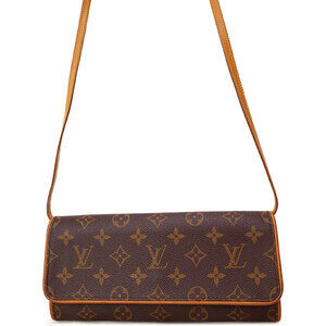 Louis Vuitton Monogram Leather Brown Pochette Twin Shoulder Bag